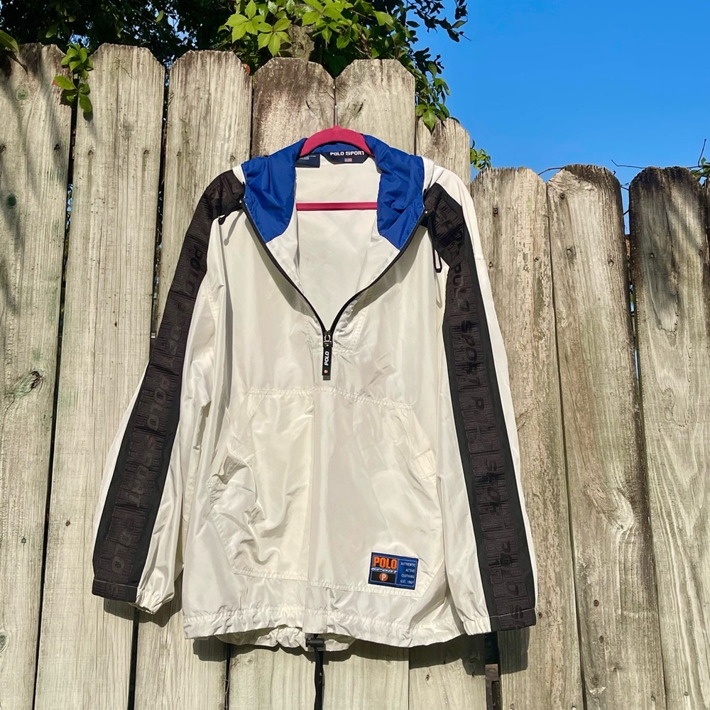 Vintage 90’s Polo Sport Ralph Lauren 1/4 Zip Pullover Hooded Windbreaker XL